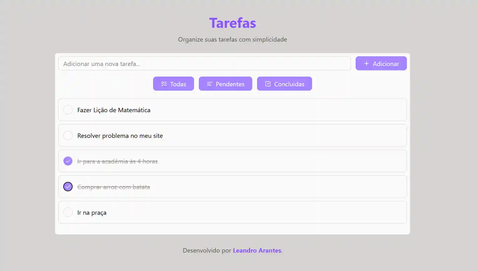 Imagem de placeholder para projeto Tarefas feito com React